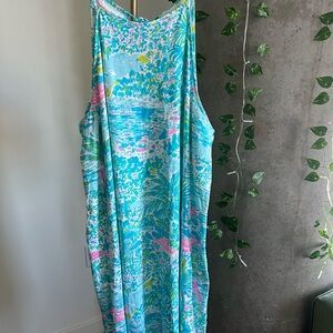 Lilly Pulitzer Aqua and Pink Floral Sundress